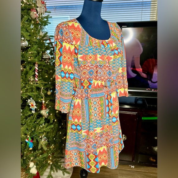 EUC Pink Owl Apparel Tribal Print Dress - Picture 4 of 13